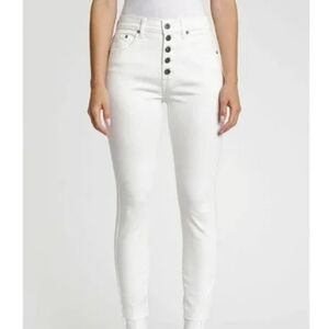 7 For All Mankind Buttonfront Closure Skinny Jeans In White Size Women's 24